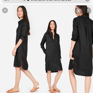 Everlane Black linen shirtdress size 6 never worn.